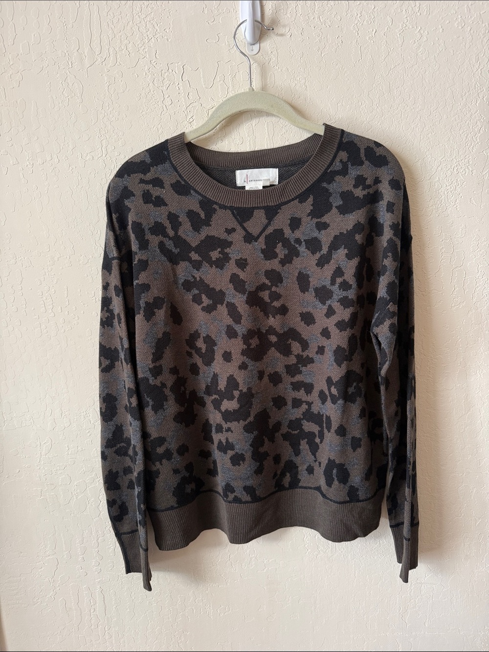 Anthropologie Women's Leopard Crewneck Sweater - Brown/Black